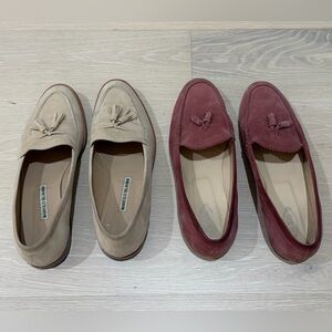 Manolo Blahnik and Tod’s Suede Loafers - Tan/Cream & Magenta - Good Condition!